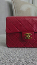 Load and play video in Gallery viewer, Chanel series 1 Red Lambskin 24K GHW Vintage Classic Mini Flap Bag
