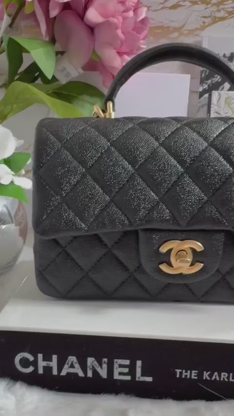 Chanel 21S 2021 Summer Spring Collection Black Caviar GHW Mini Rectangular Top Handle Flap Bag