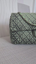 Load and play video in Gallery viewer, CHANEL Green Denimpression SHW size Jumbo Single Flap Bag
