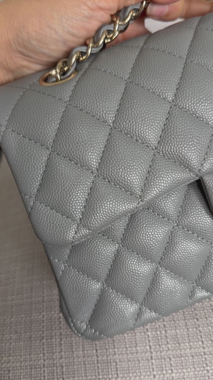 CHANEL Series 29 20C collection 2020 Grey caviar LGHW Small Timeless Classic double flap bag