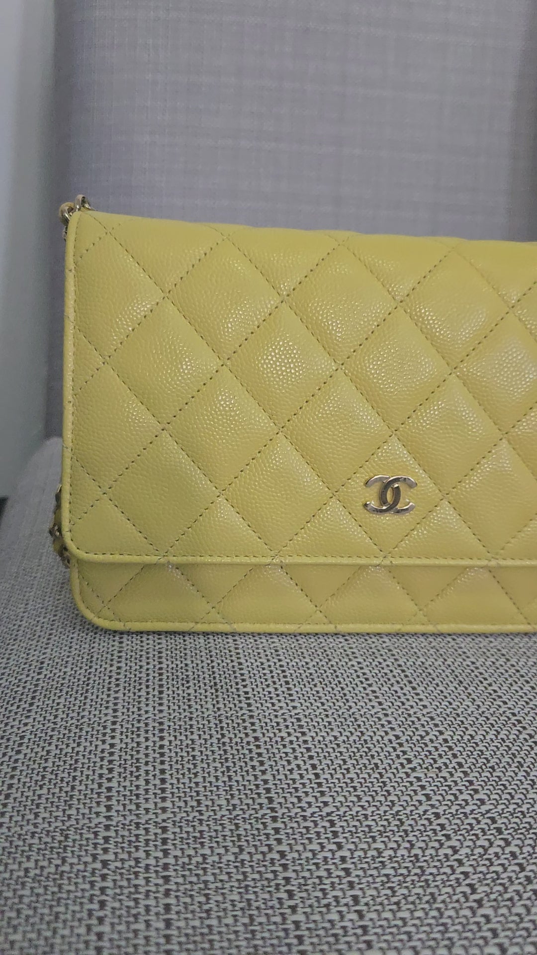 Chanel series 30 2020 Yellow Caviar LGHW Classic Wallet on chain (WOC)