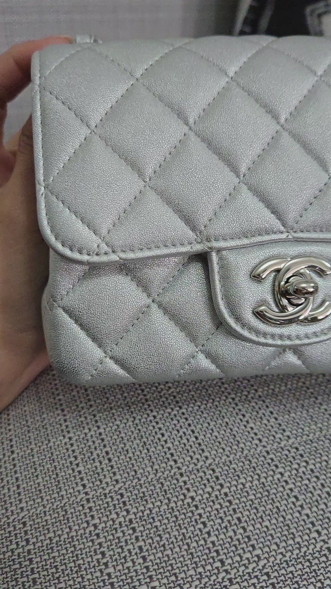 Chanel Series 31 21P 2021 Pre Spring/Summer Collection Iridescent Silver lambskin SHW Square Mini Flap Bag