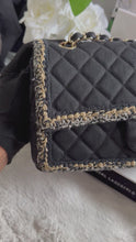 Load and play video in Gallery viewer, Chanel series 26 Black Denim LGHW Braided in Gold/White/Black Medium Flap Bag
