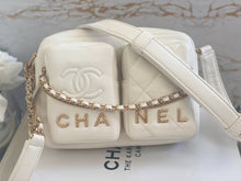 Load image into Gallery viewer, Chanel 22C White Calfskin GHW Small Camera Case Bag with Adjustable Strap
