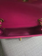 Load image into Gallery viewer, Chanel series 21 Barbie Pink Lambskin Chevron Mini Rectangular Flap Bag with Yellow GHW
