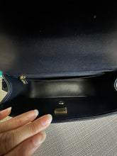 Load image into Gallery viewer, Chanel Black Lambskin Mini Rectangular Flap Bag with Top Handle and Champagne GHW
