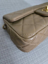 Load image into Gallery viewer, Chanel 22B 2022 Fall/Winter Collection Dark Beige Lambskin Aged GHW Pearl Crush Adjustable Chain Mini Rectangular Flap Bag

