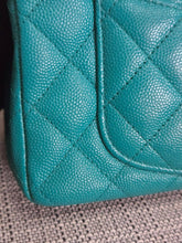 Load image into Gallery viewer, Chanel series 23 17C 2016/2017 Cruise Collection Turquoise Caviar Champagne GHW Classic Mini Rectangular Flap Bag with Edge stitching
