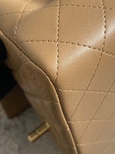 Load image into Gallery viewer, Chanel 22B 2022 Fall/Winter collection Dark Beige Lambskin Top Handle with gold metal plate and antique GHW Mini Rectangular Flap bag
