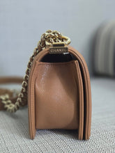 Load image into Gallery viewer, Chanel 21K 2021 Fall/Winter Collection Caramel Brown Caviar shiny champagne GHW Small Le Boy Flap Bag
