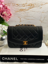 Load image into Gallery viewer, Chanel series 3 Black Lambskin 24K GHW Small Diana Flap Bag
