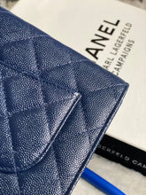 Load image into Gallery viewer, Chanel series 24 17B 2017 Fall/Winter Collection Navy Caviar SHW Classic Wallet on chain (WOC)
