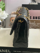 Load image into Gallery viewer, Chanel series 1 (circa 1989-1991) Black Lambskin 24K GHW Small Classic Double Flap Vintage Bag
