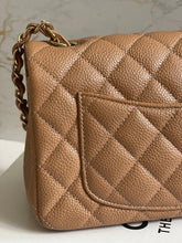 Load image into Gallery viewer, Chanel series 25 18S Collection Pearly Dark Beige Caviar Champagne Gold Hardware Mini Rectangular Flap Bag
