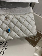 Load image into Gallery viewer, Chanel 21K 2021 Fall/Winter collection Glitter Iridescent Silver caviar SHW Medium ML 11.12 Timeless Classic Double Flap Bag
