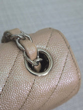 Load image into Gallery viewer, Chanel series 24 17B 2017 Fall/Winter Collection Iridescent Rose Gold Caviar Silver hardware Chevron Mini Rectangular Flap Bag

