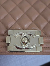 Load image into Gallery viewer, Chanel 21K 2021 Fall/Winter Collection Caramel Brown Caviar shiny champagne GHW Small Le Boy Flap Bag
