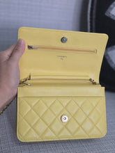 Load image into Gallery viewer, Chanel series 30 2020 Yellow Caviar LGHW Classic Wallet on chain (WOC)
