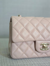 Load image into Gallery viewer, Chanel 23S 2023 Spring/Summer Collection Light Pink Lambskin champagne GHW Mini Rectangular Flap Bag
