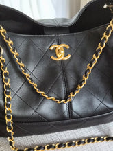 Load image into Gallery viewer, CHANEL 25A collection 2025 Black All Leather Calf skin Hobo Bag size Small
