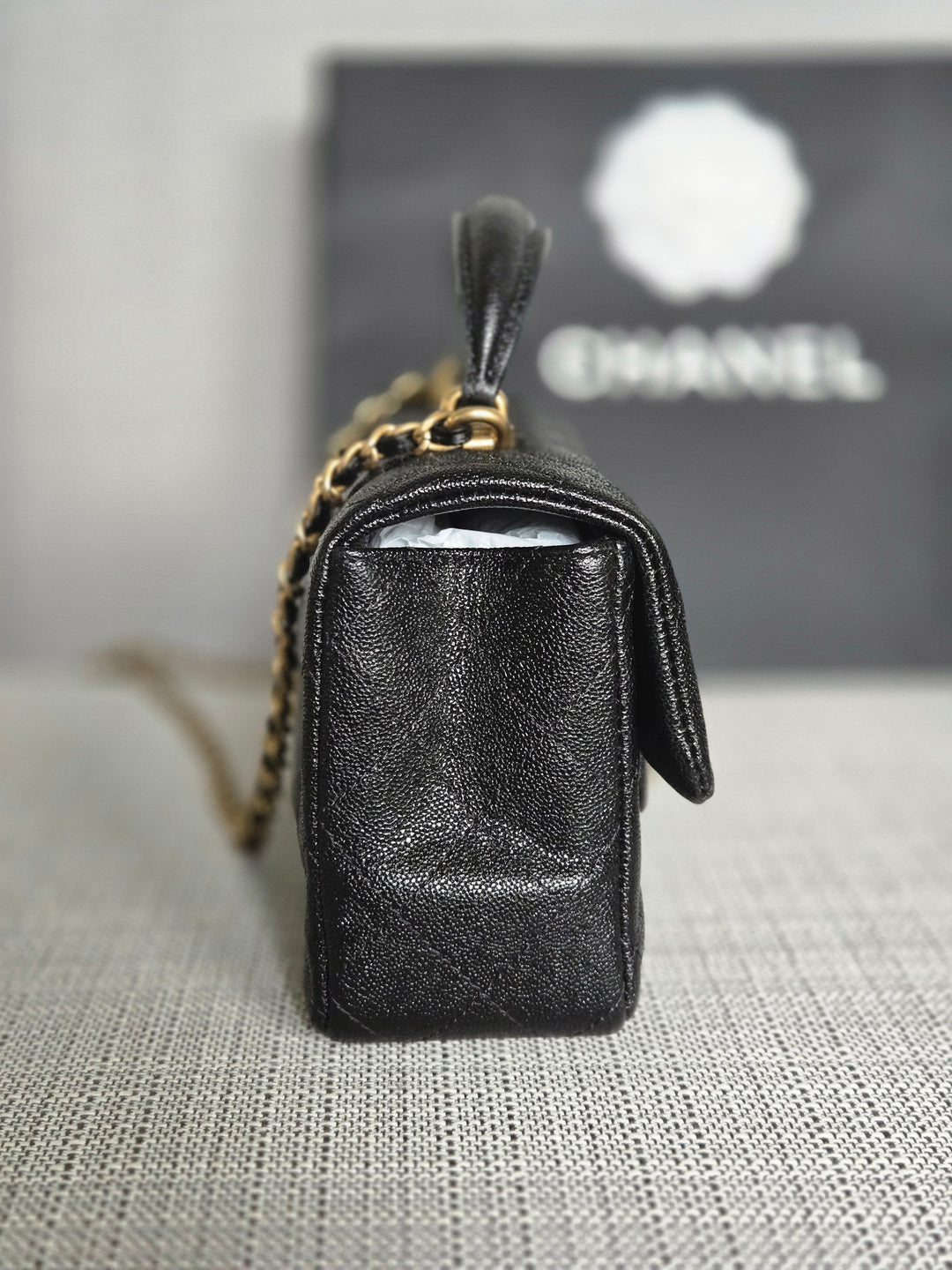 Chanel series 31 21S 2021 Collection Black Caviar Aged GHW Mini Rectangular Flap Bag with Top Handle
