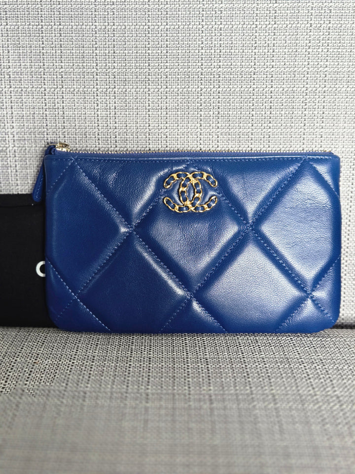 Chanel series 29 Blue goatskin GHW Small O Case/Pouch 8 inches
