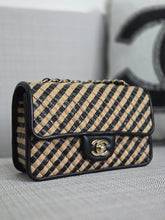 Load image into Gallery viewer, Chanel series 31 21P 2021 Pre spring/summer collection Raffia Black/Beige Mini Rectangular Flap Bag
