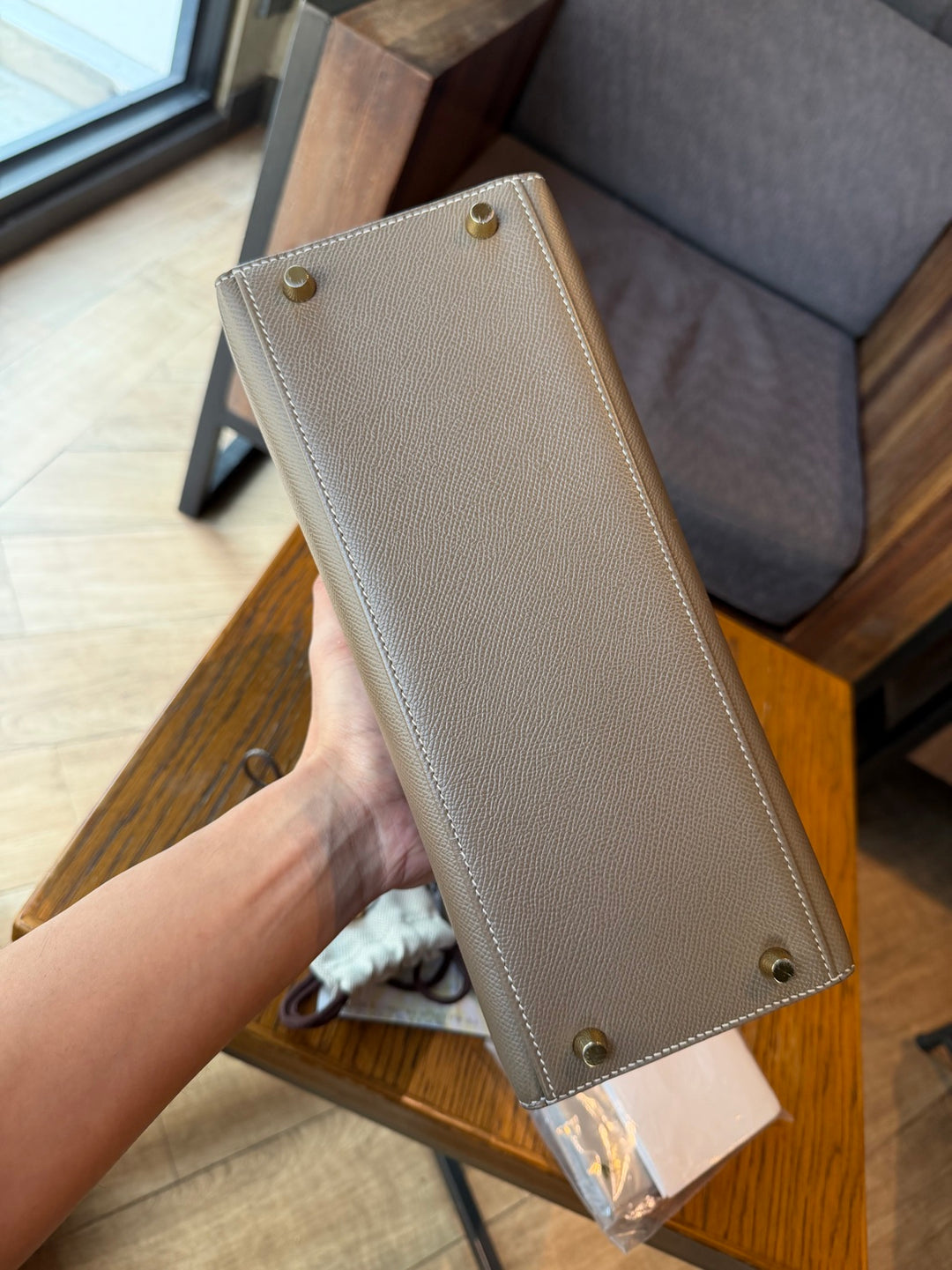 Hermes Kelly 28 Etoupe Epsom Leather Sellier GHW Stamp Y 2020