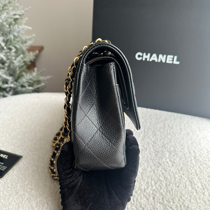 CHANEL series 25 Black Caviar GHW Medium ML Timeless Classic Double Flap Bag 2018