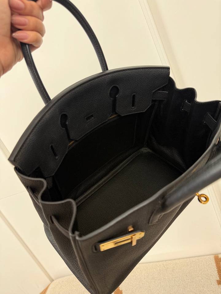 Hermes Noir/Black Togo Leather RGHW Rose gold hardware Birkin 30 Stamp Z 2021