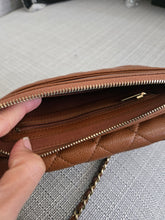 Load image into Gallery viewer, Chanel 2023 Caramel Brown Caviar Champagne GHW New Style Wallet on chain (WOC)
