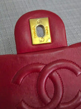 Load image into Gallery viewer, Chanel series 1 Red Lambskin 24K GHW Vintage Classic Mini Flap Bag
