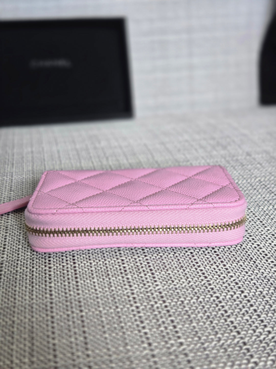 Chanel 23P collection 2023 Mauve undertone Pink Caviar Big Logo LGHW Zippy Coin Purse 2023 with mint green lining