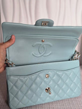Load image into Gallery viewer, CHANEL 20C series 29 Tiffany Green Caviar LGHW Medium ML Timeless Classic Double Flap Bag
