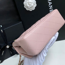 Load image into Gallery viewer, Chanel 23S 2023 Spring/Summer Collection Light Pink Lambskin Champagne GHW Mini rectangular flap bag
