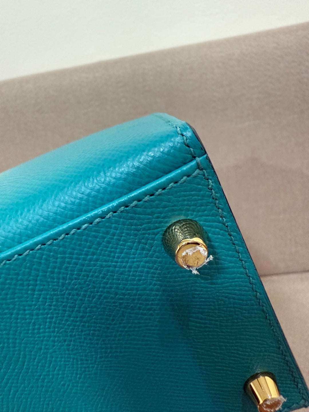 Hermes Kelly 28 in Bleu Paon Epsom Sellier Leather GHW Stamp D 2019
