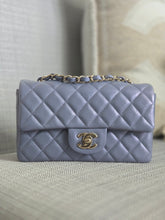 Load image into Gallery viewer, Chanel 22B Iridescent Light purple lambskin champagne GHW Mini Rectangular Flap Bag
