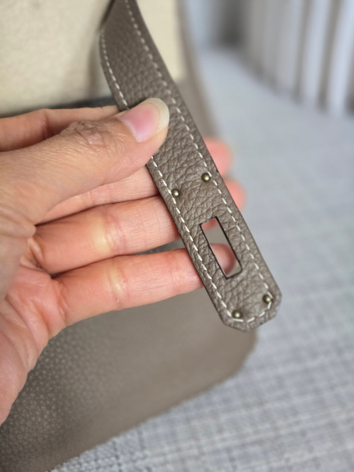Hermes Etoupe Taupe Togo Leather PHW Birkin 30 Stamp C 2018