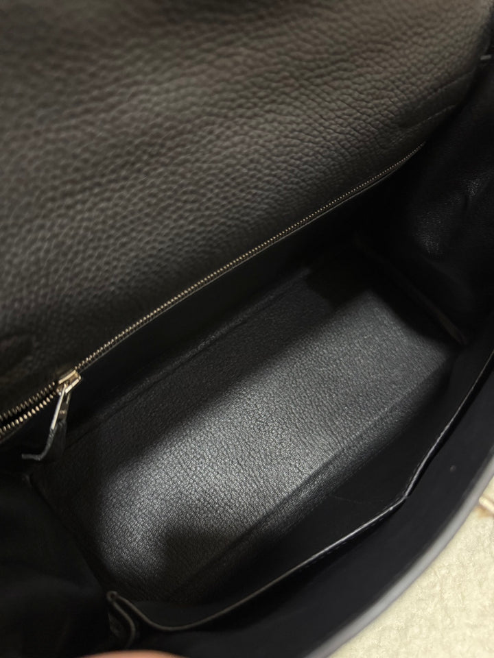 Hermes Kelly 28 Black Noir Retourne Togo Leather PHW Stamp R 2014