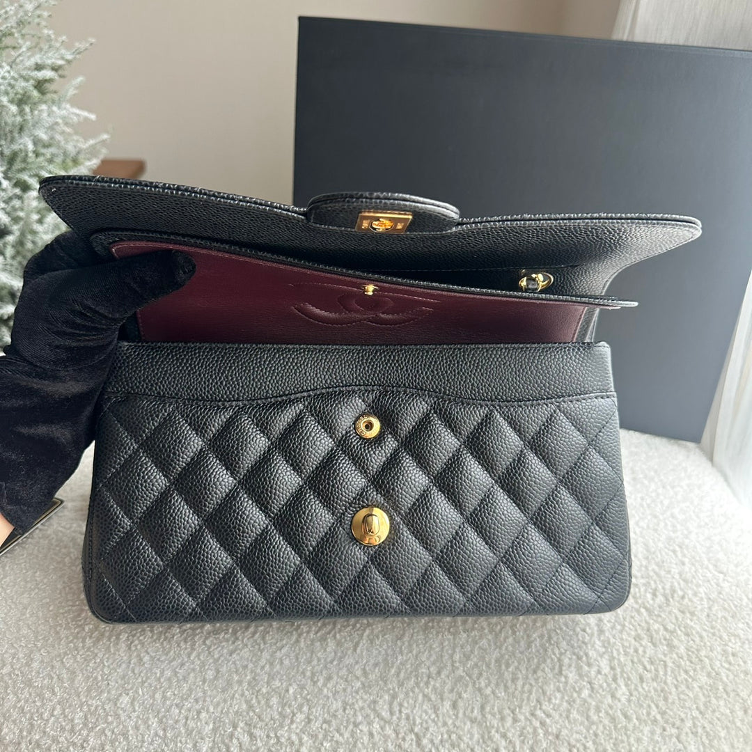 CHANEL series 25 Black Caviar GHW Medium ML Timeless Classic Double Flap Bag 2018