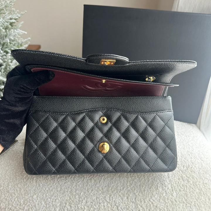 CHANEL series 25 Black Caviar GHW Medium ML Timeless Classic Double Flap Bag 2018