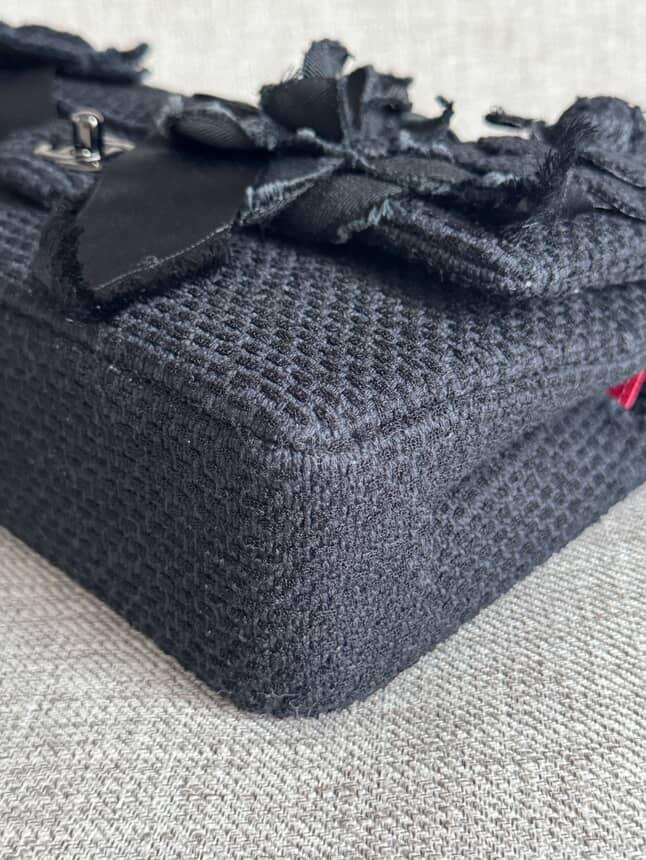 CHANEL 23C 2023 Embroidered Flower Tweed Medium Classic Flap Bag