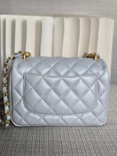 Load image into Gallery viewer, CHANEL Pearl Twist Pearly Silver Light Blue Lambskin Mini Flap Bag
