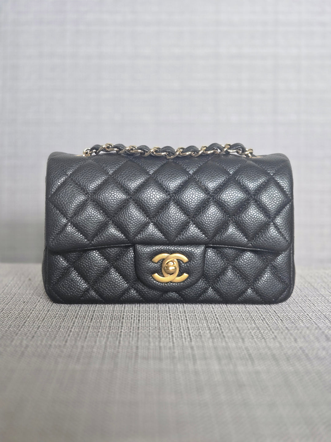 Chanel series 25 2018 Summer/Spring 18S Collection Pearly Dark Grey Caviar LGHW Mini Rectangular Flap Bag