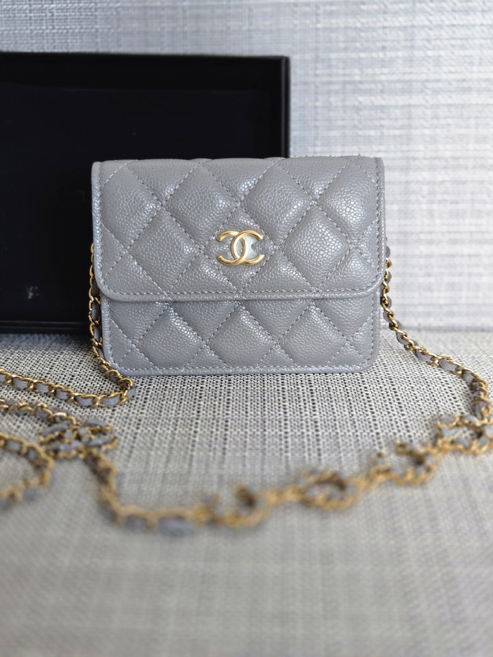 Chanel COCO 20B Collection Grey caviar Small Vanity flap bag