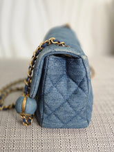 Load image into Gallery viewer, CHANEL 23C 2022/2023 Cruise collection Denim Pearl Crush Adjustable Chain Mini Rectangular Flap Bag with Aged GHW
