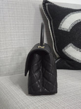 Load image into Gallery viewer, Chanel Black Caviar Champagne GHW Coco Handle Flap Bag size Small with Detachable Strap
