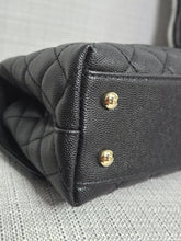 Load image into Gallery viewer, Chanel Black Caviar Champagne GHW Coco Handle Flap Bag size Small with Detachable Strap
