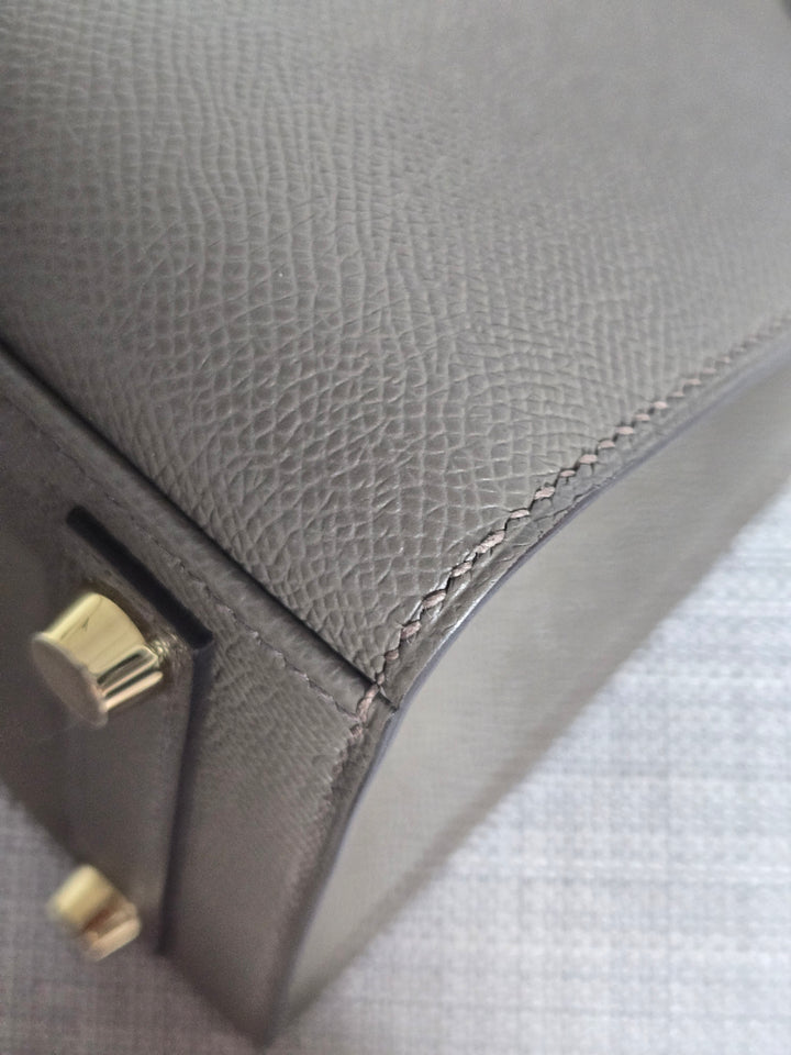 Hermes Birkin 25 Gris Etain Epsom Sellier Leather GHW stamp B 2023