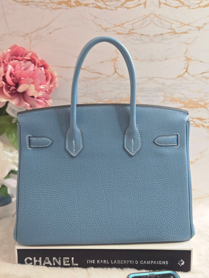 Hermes Birkin 35 Bleu Jean Togo Leather PHW Stamp J in Sq